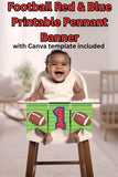 Red and Blue Football Varsity Letters Pennant Banner Printable with Canva Template