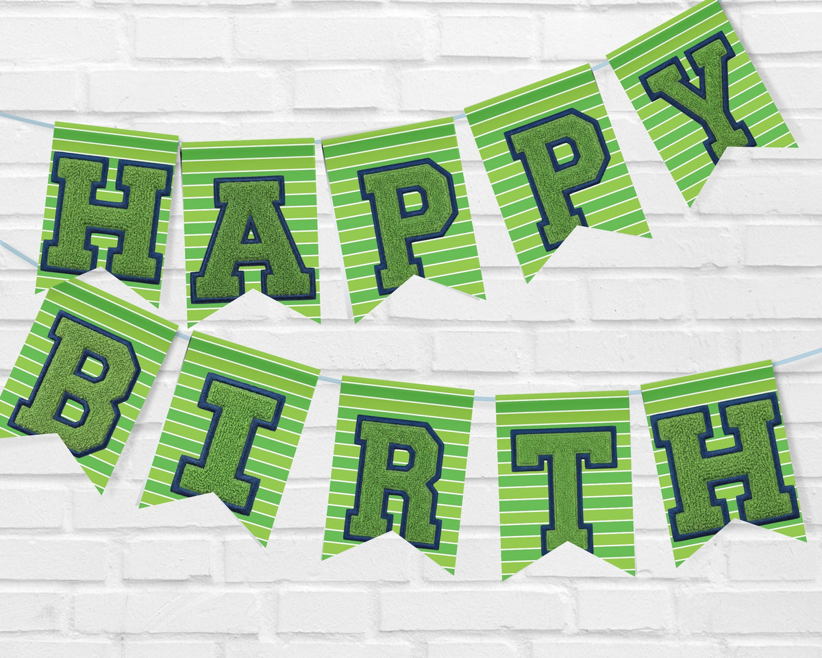 Lime Green and Blue Football Pennant Banner Printable