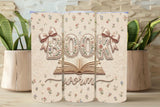 Three phone cases with 'bookworm' design on a wooden surface with plants in the background