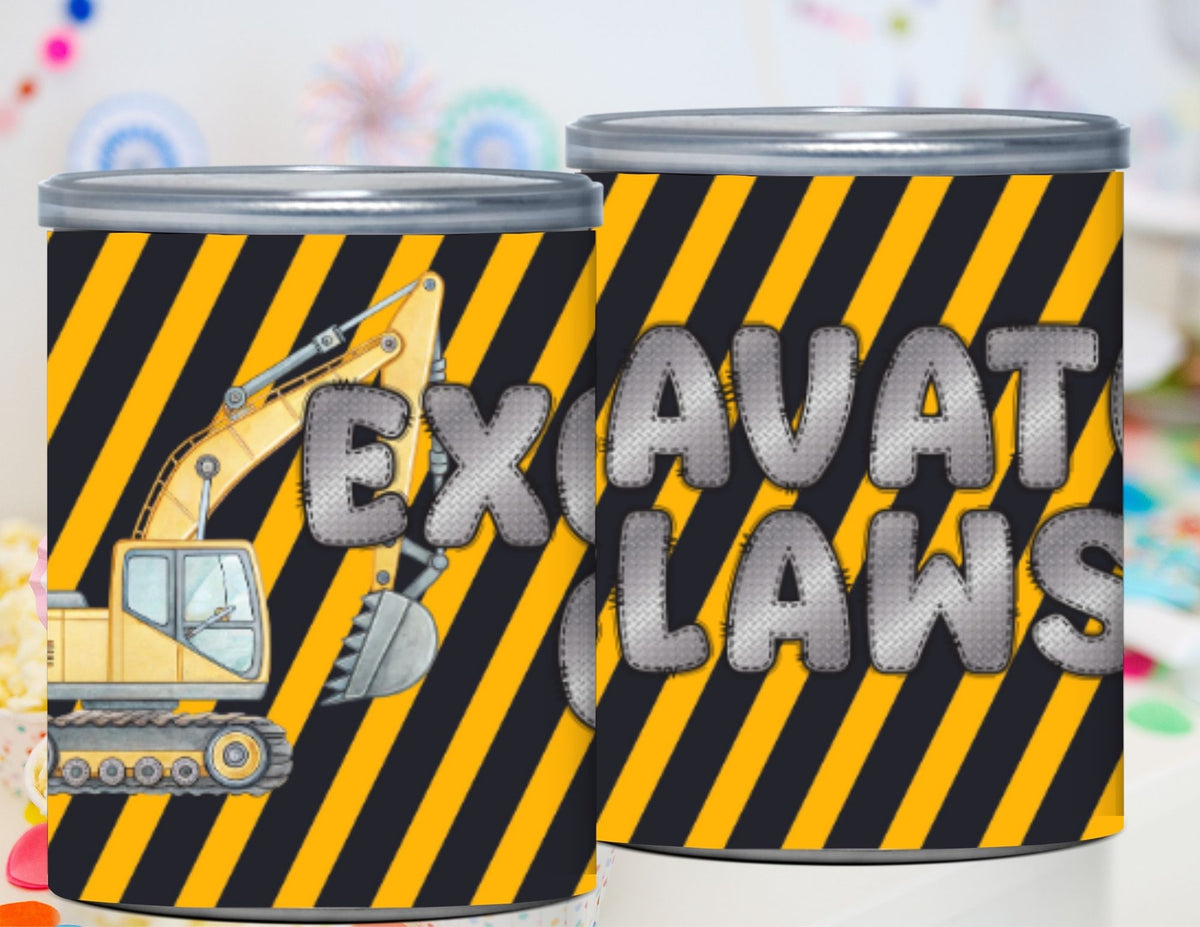 Construction Pringles Can Label & Lid Party Favor Printable