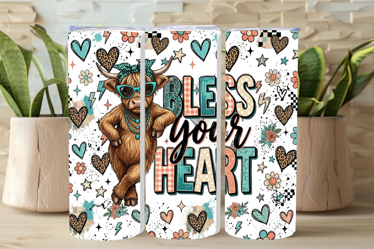 Bless Your Heart Tumbler Wrap PNG & 20oz Skinny Tumbler *1059