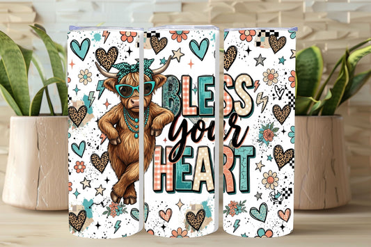 Bless Your Heart Tumbler Wrap PNG & 20oz Skinny Tumbler *1059