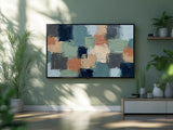 Modern Abstract Geometric Frame TV Art, Neutral Sage Navy Clay Palette Knife Texture, Contemporary Abstract TV Wall Art Digital Download