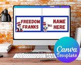 Uncle Sam Patriotic Tent Table Place Card Printable with Canva Edit Link