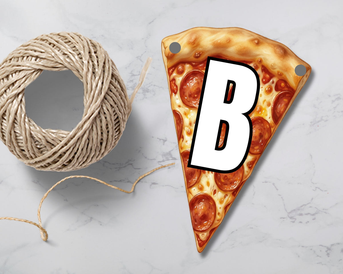 Pizza Slice Pennant Banner Printable + Canva Template