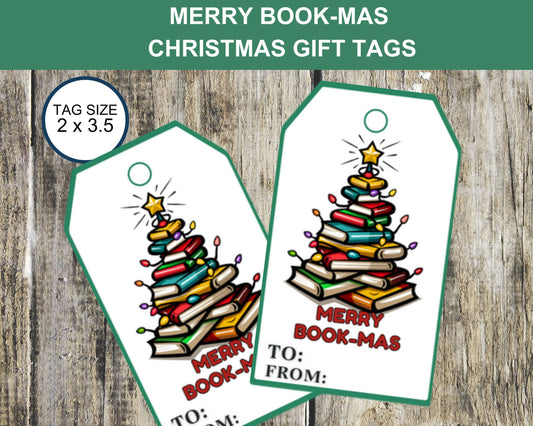 Book Christmas Tree Gift Tags Printable