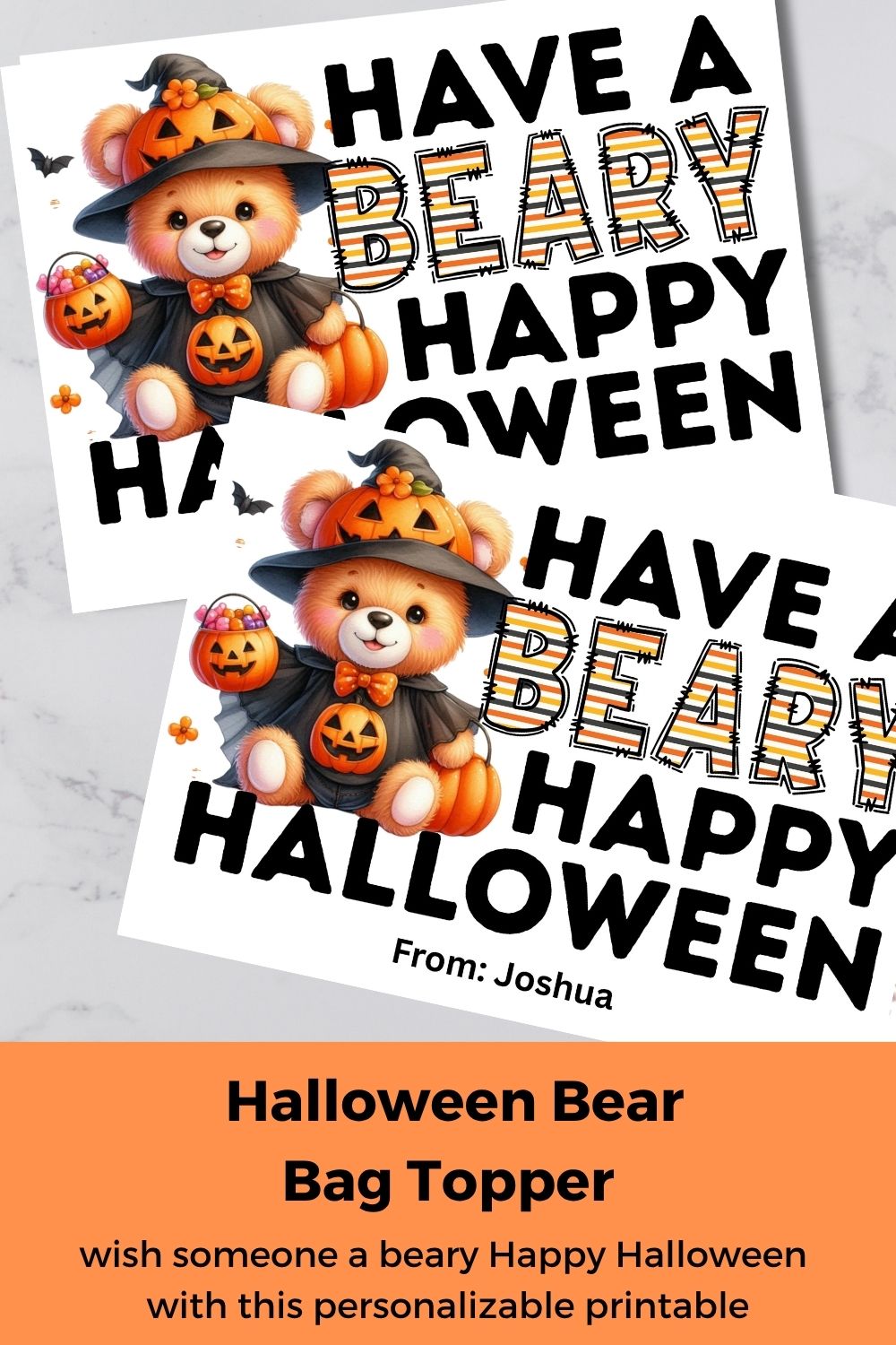 Beary Happy Halloween Canva Template Bag Topper Printable