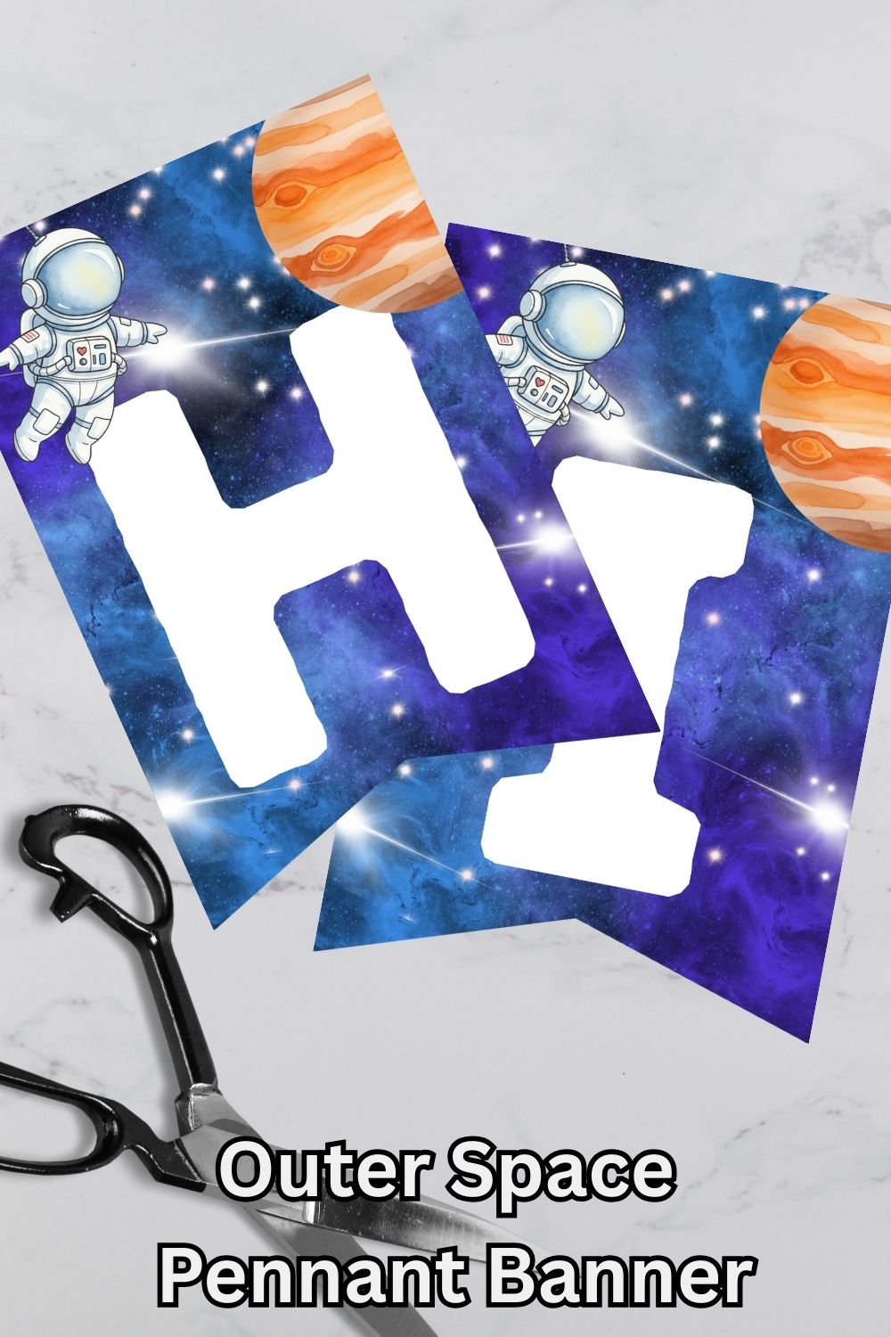 Space Alphabet Pennant Banner Set (A–Z + 0–9) – Astronaut Party Decor Printable