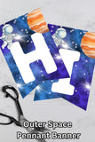 Space Alphabet Pennant Banner Set (A–Z + 0–9) – Astronaut Party Decor Printable