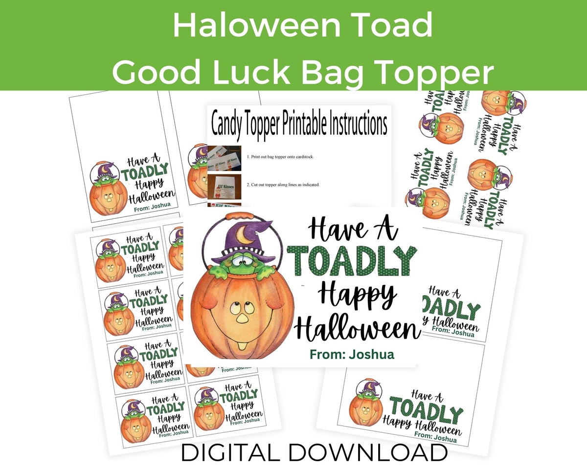 Toad Halloween Bag Topper Printable Canva Template