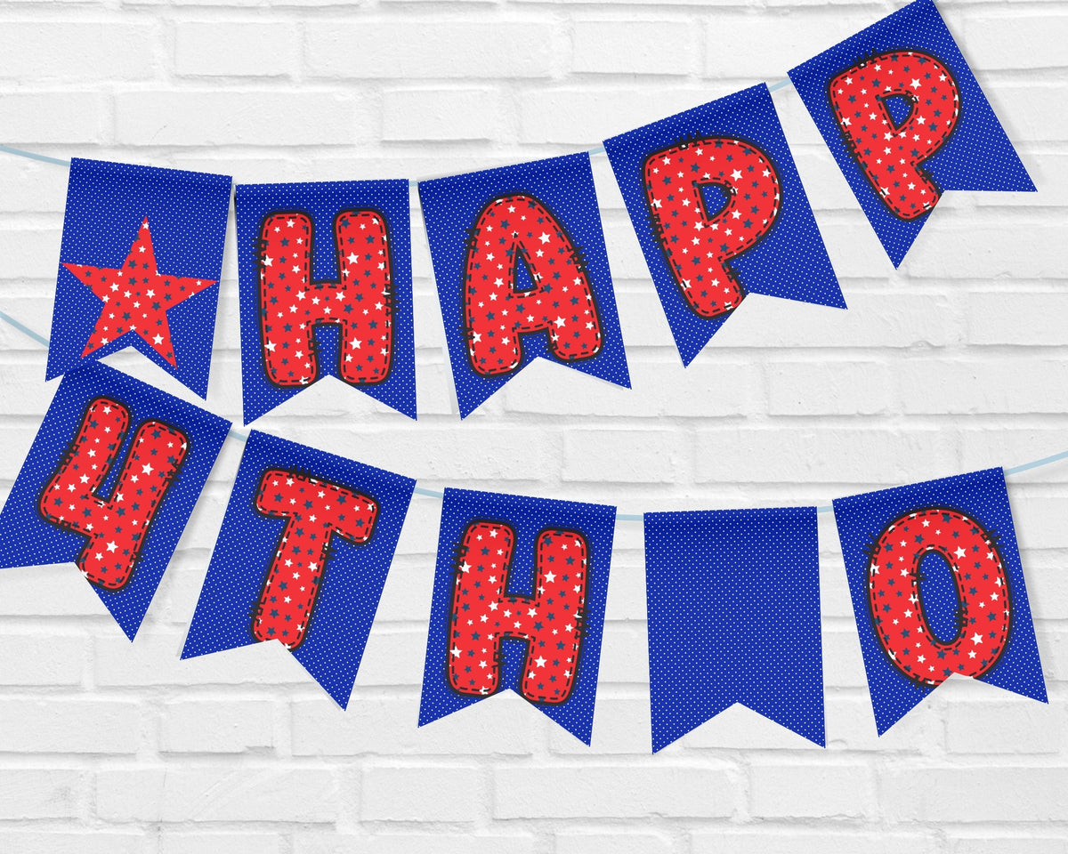 Red White Blue Pennant Banner Printable