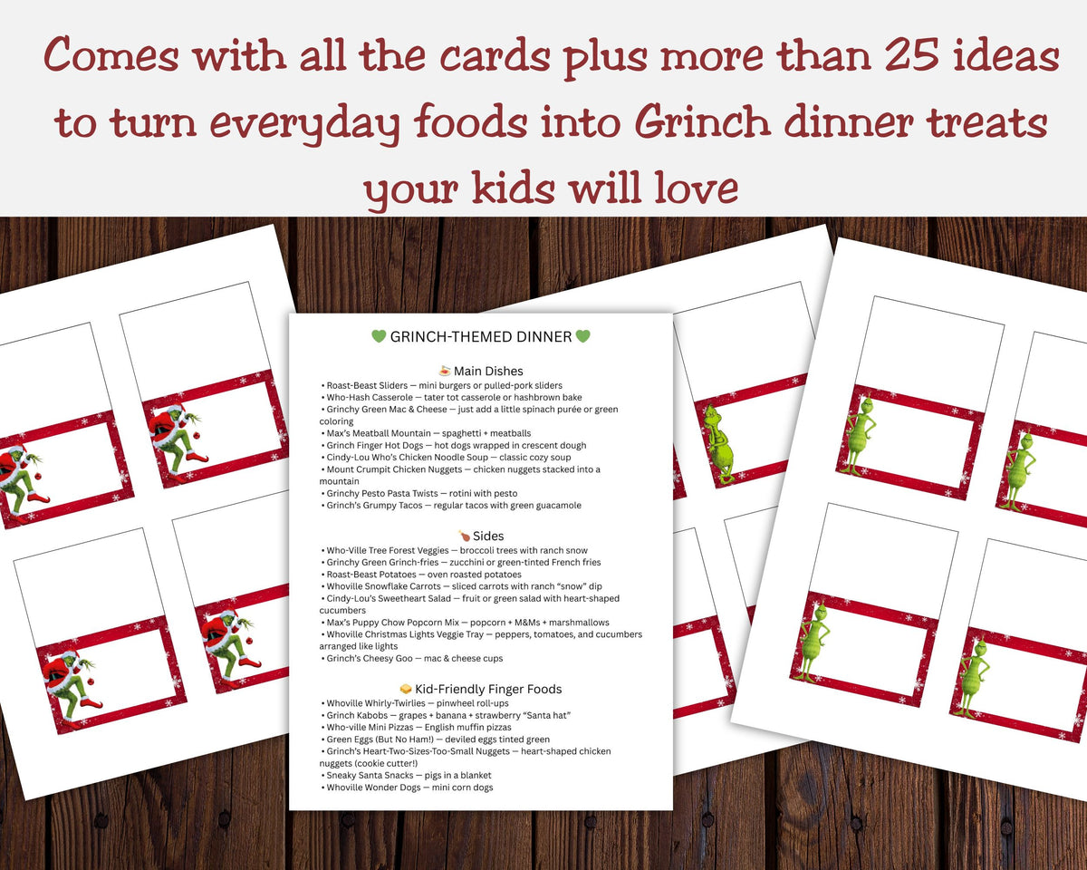 Grinch Table Place Card Printable with Canva Template