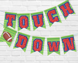 Red and Blue Football Varsity Letters Pennant Banner Printable with Canva Template