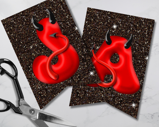 Red Devil Halloween Pennant Banner Printable