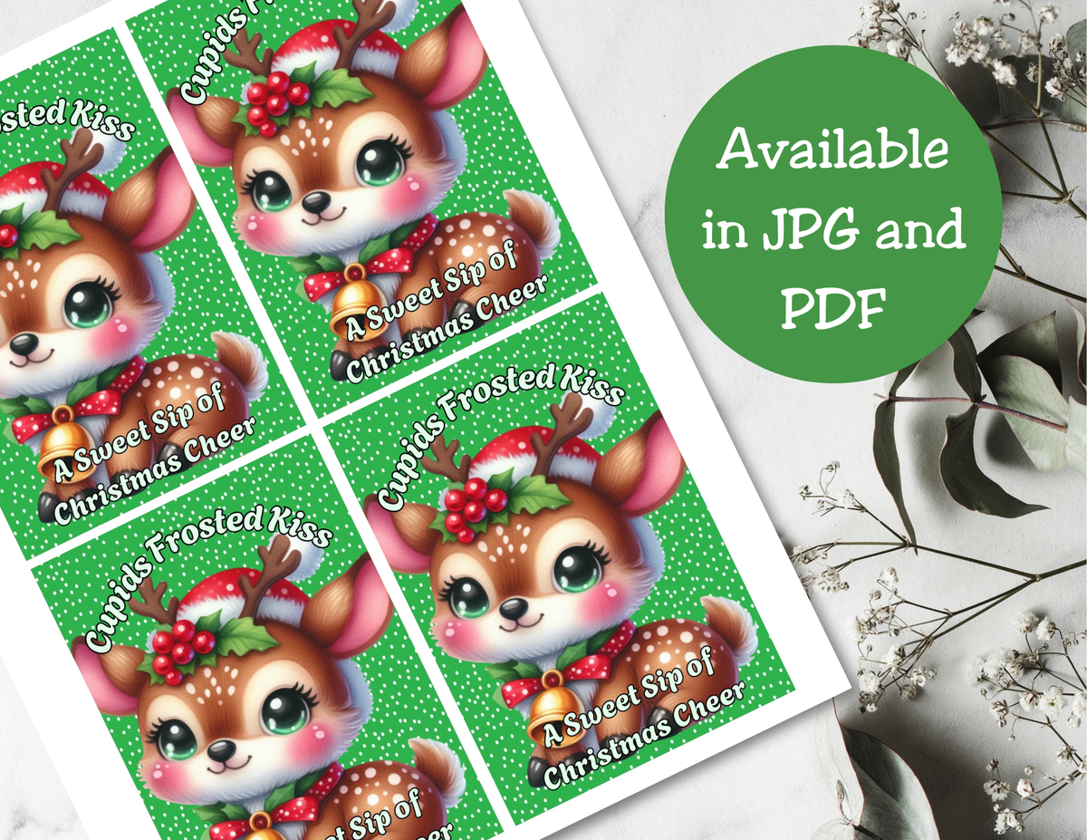 Reindeer Capri Sun Labels – Printable Christmas Drink Pouch Stickers for Kids
