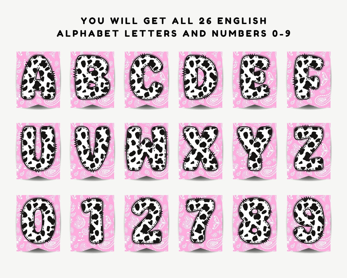 Cow Pink Bandana Pennant Banner Printable