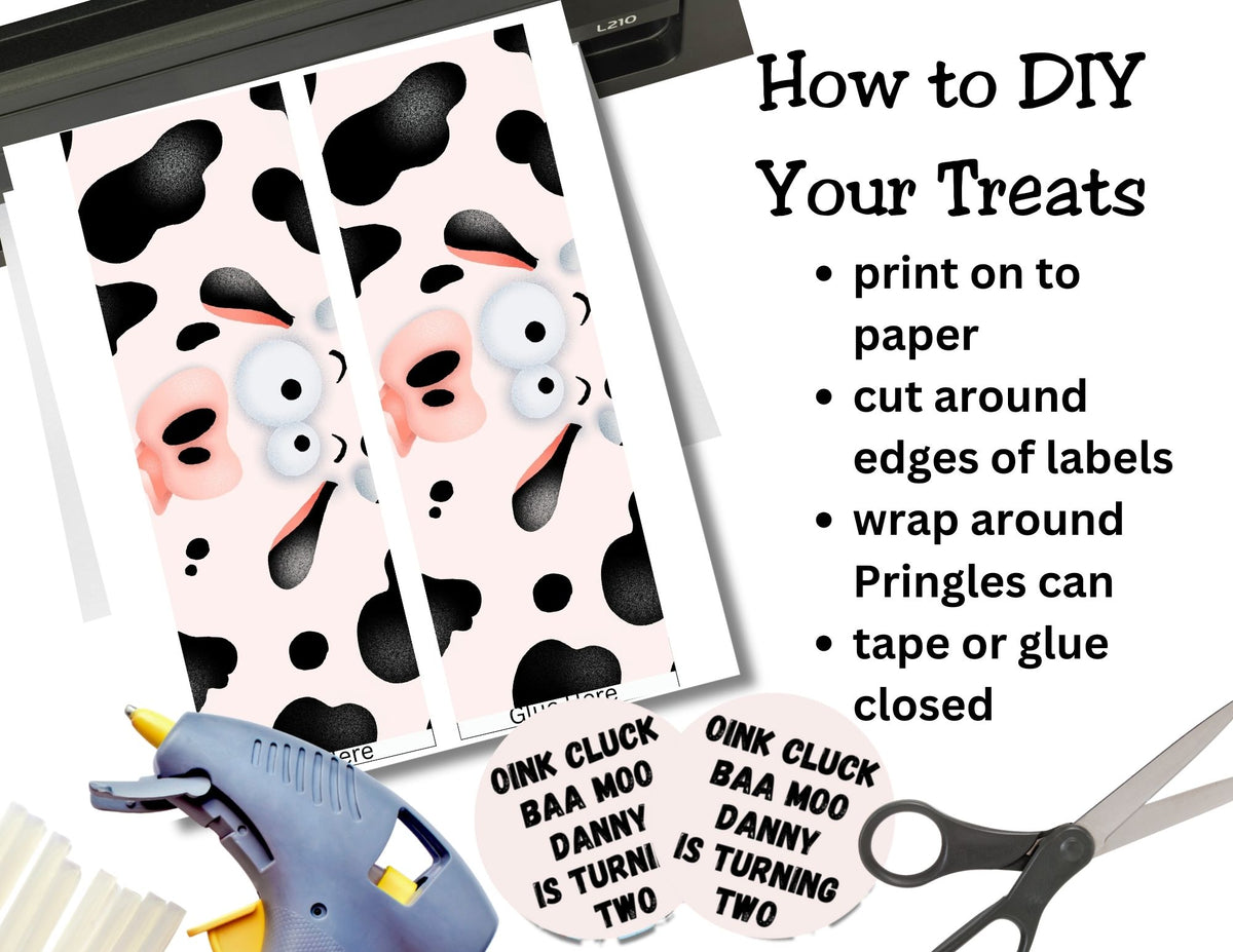 Farm Animal Pringles Labels – Canva Editable Template