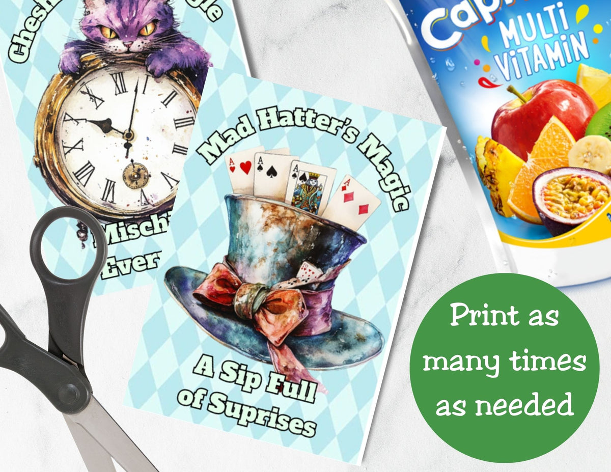 Vintage Alice in Wonderland Capri Sun Printable Label