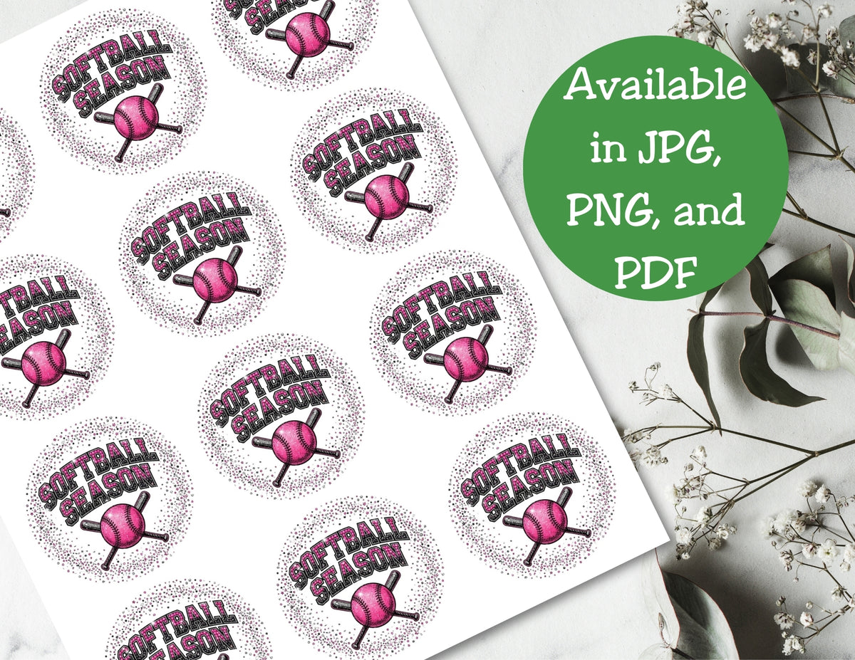 Pink Softball Cupcake Toppers Printable