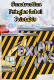 Construction Pringles Can Label & Lid Party Favor Printable