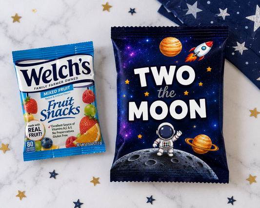 Two The Moon Fruit Snack Wrapper Printable, Space Birthday Party Favor, Astronaut Fruit Snack Wrap, Galaxy Birthday Treat Bag