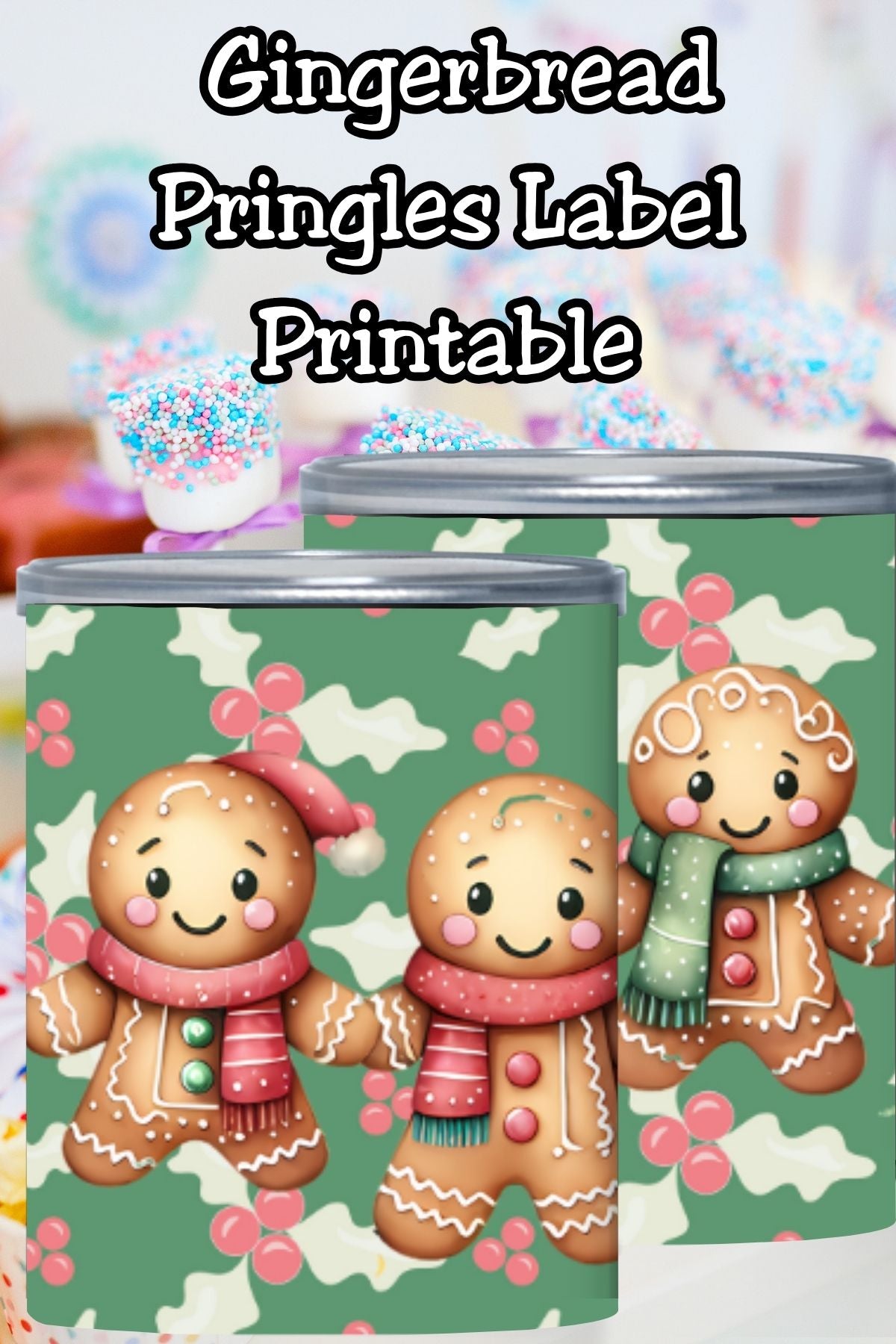 Gingerbread Pringles Can Label Printable – Kids Christmas Party Favor