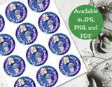 Sticker design with text 'First Trip Around the Sun' on a white background with floral elements.