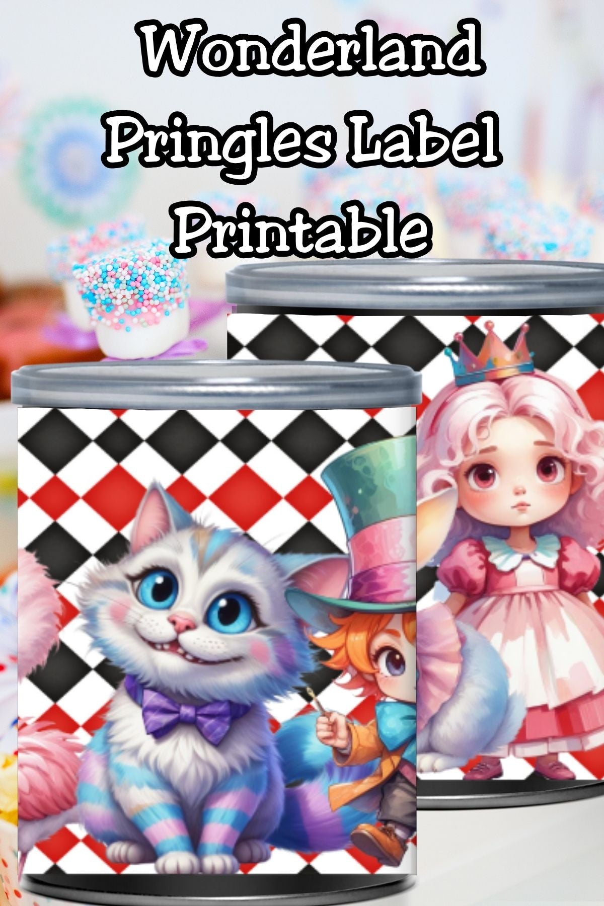 Alice in Wonderland Pringles Can Label Printable – Onederland Birthday Party Favor