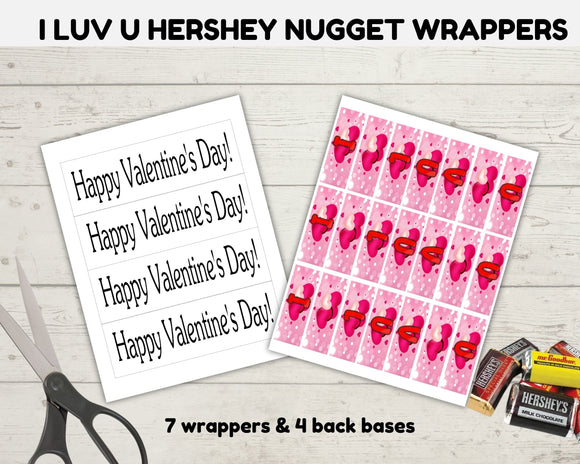 I Luv U Nugget Valentine Candy Bar Wrapper Printable