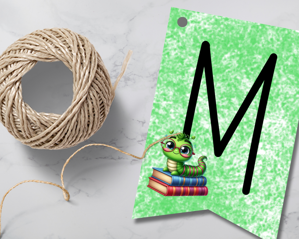 Bookworm Back to School Pennant Banner