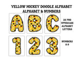 Mickey Heads Doodle Alphabet Clip Art for Parties, Nursery Decor