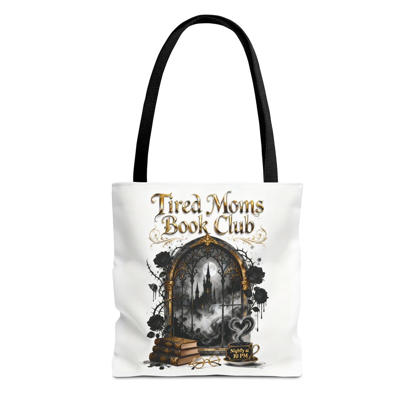 Tired Moms Book Club Tote Bag, Book Lover Gift, Funny Booktok Reader Bag, Booktrovert Mom Tote, Gothic Bookish Aesthetic Bag