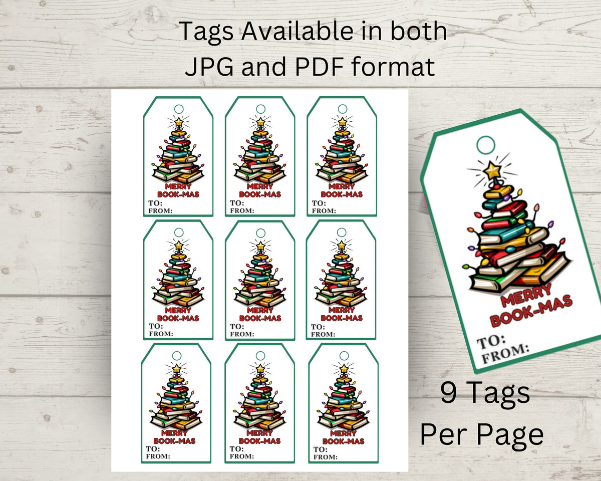 Book Christmas Tree Gift Tags Printable
