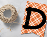 Fall Orange Plaid Pennant Banner P