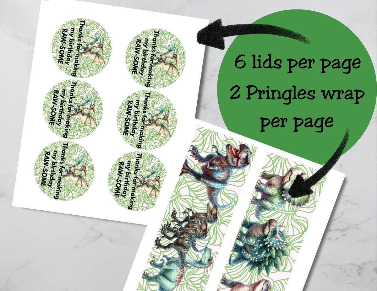 Dinosaur Pringles Can Label Printable – Kids Birthday Party Favor