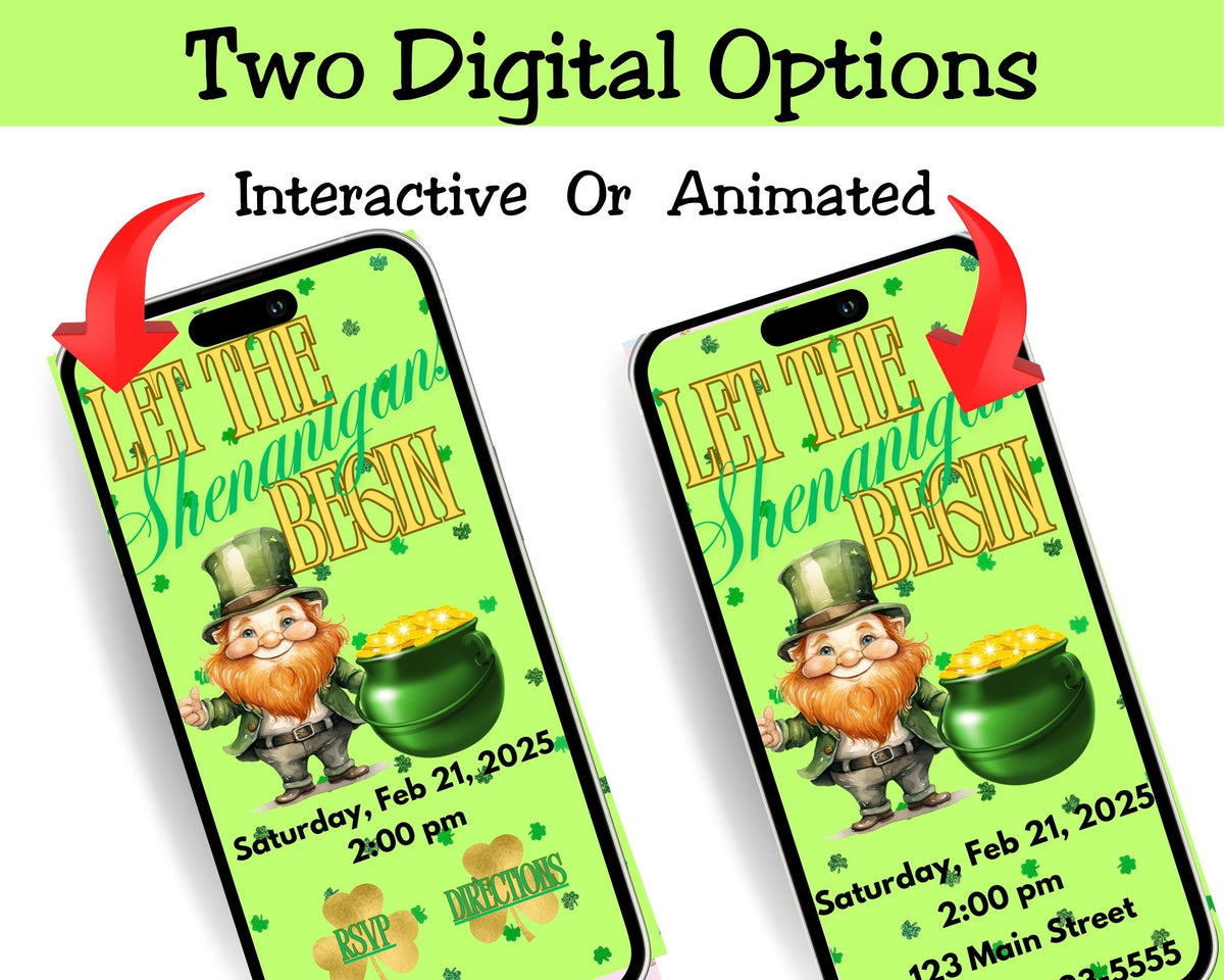 Let the Shenanigans Begin Mobile Party Invitation Editable Canva Link