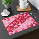 Valentine Red and Pink Glitter Hearts Placemat, 1pc