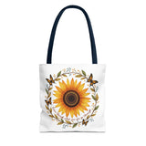 Inspirational Sunflower Tote Bag, Positive Affirmation Butterfly Bag, Motivational Quote Book Bag, Trendy Clipart Floral Tote