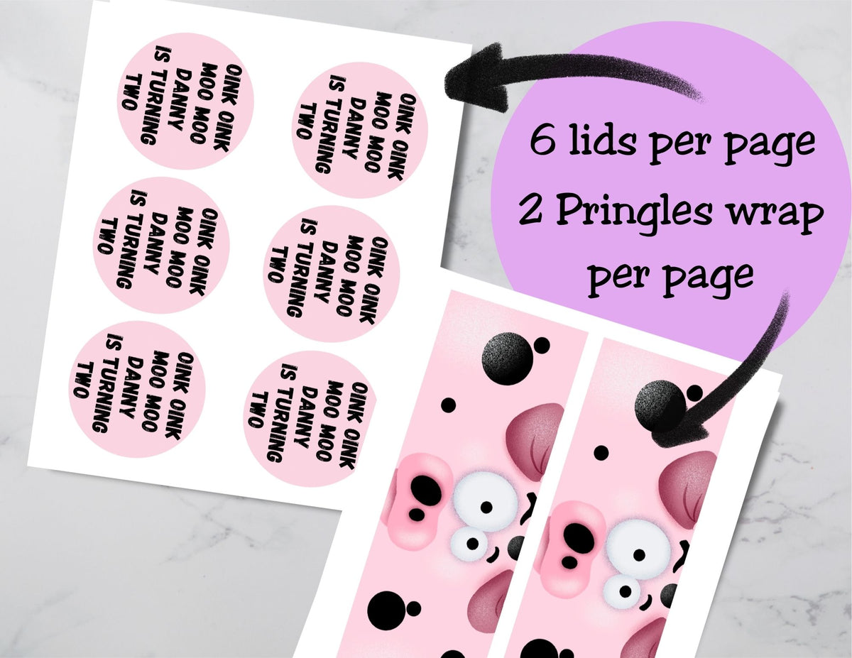 Farm Animal Pringles Labels – Canva Editable Template