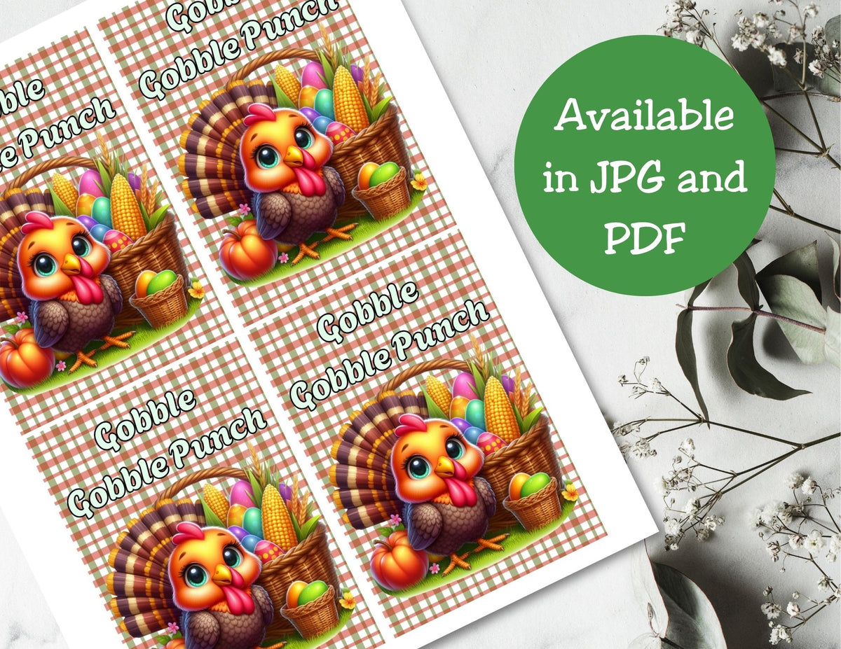 Gobble Gobble Punch Thanksgiving Capri Sun Label Printable