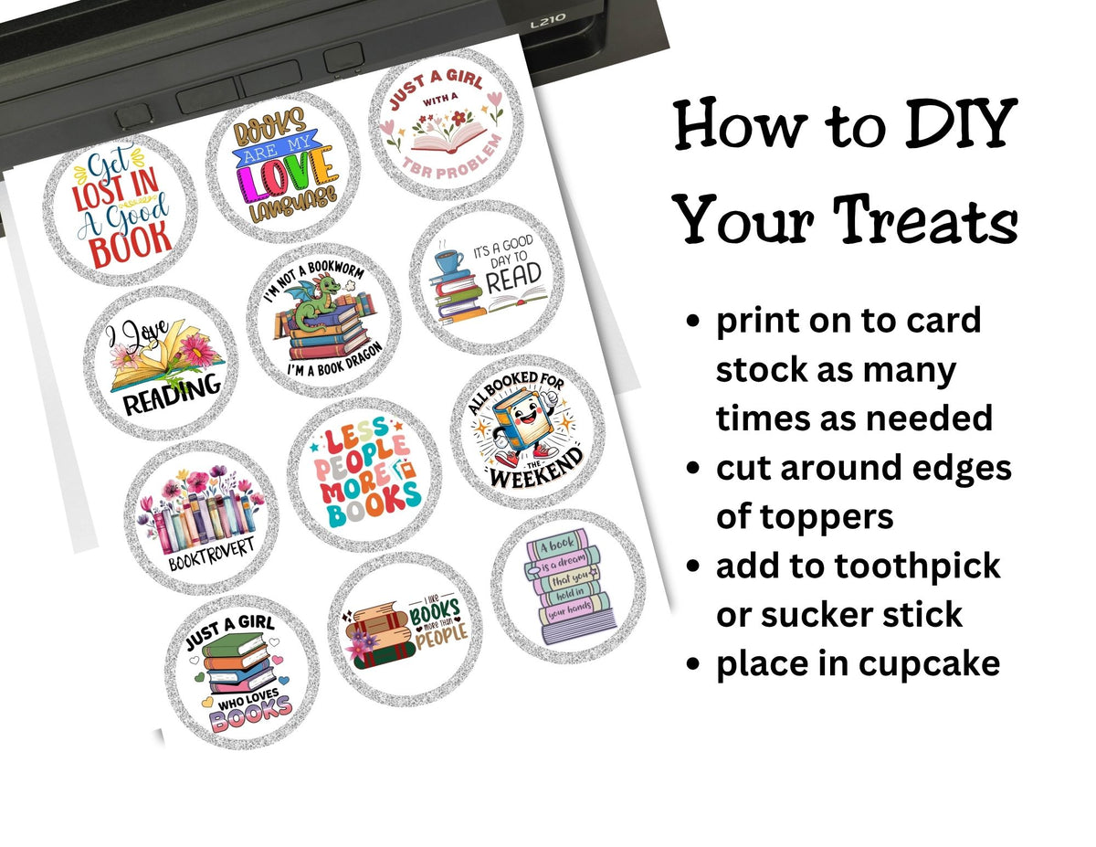 Book Lover Cupcake Topper Printable