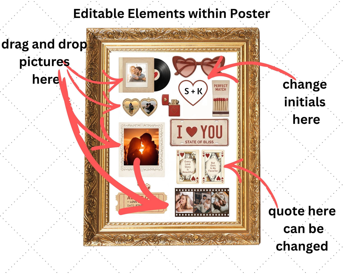 Love Story Matchbook Poster Wall Art – Custom Matchbook Art Canva Template
