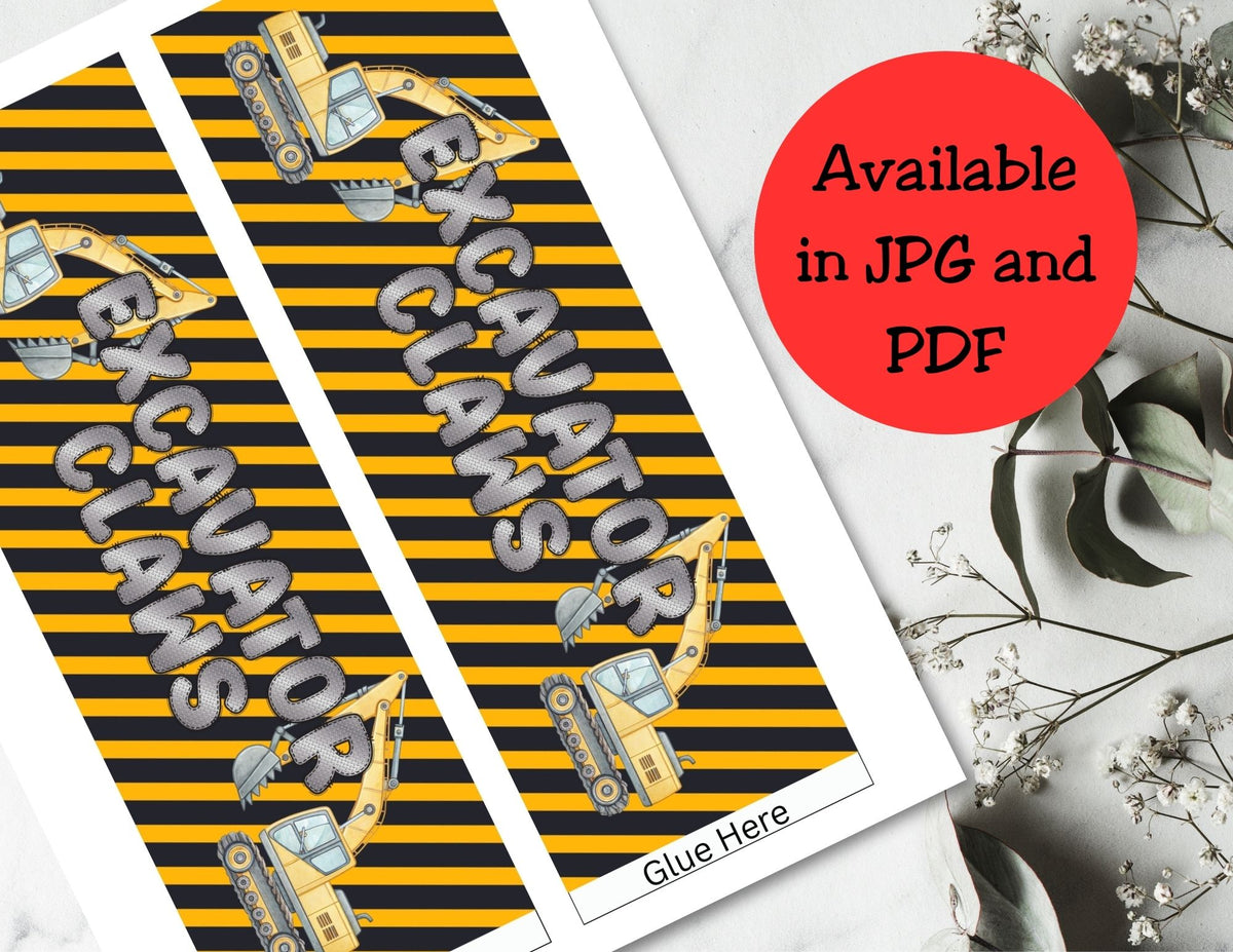 Construction Pringles Can Label & Lid Party Favor Printable