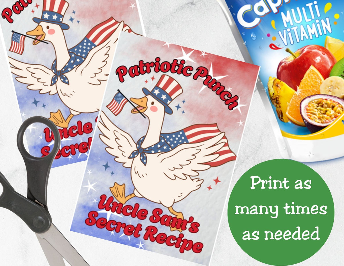 Patriotic Punch Capri Sun Labels Printable