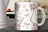 Mug with cartoon ducks design on a wooden surface