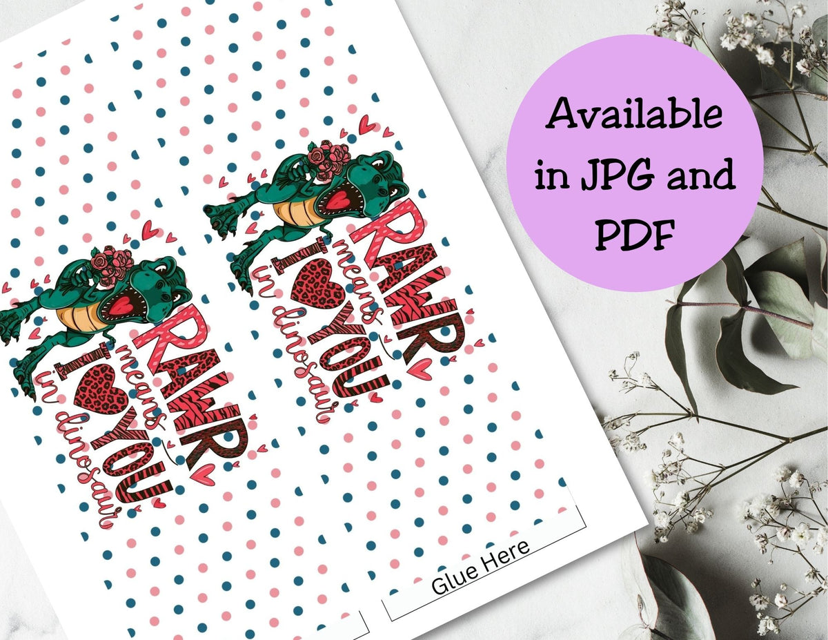Dinosaur Valentine Pringles Label & Lid Printable