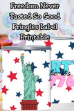 Freedom Never Tasted So Good Pringles Can Wrapper Printable | 4th of July Party Favor | USA 250 Snack Label