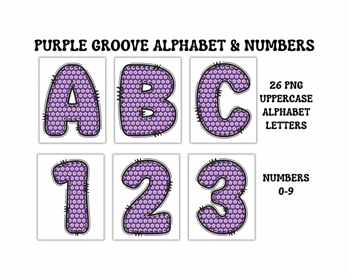 Groovy Alphabet Clipart Letters and Numbers