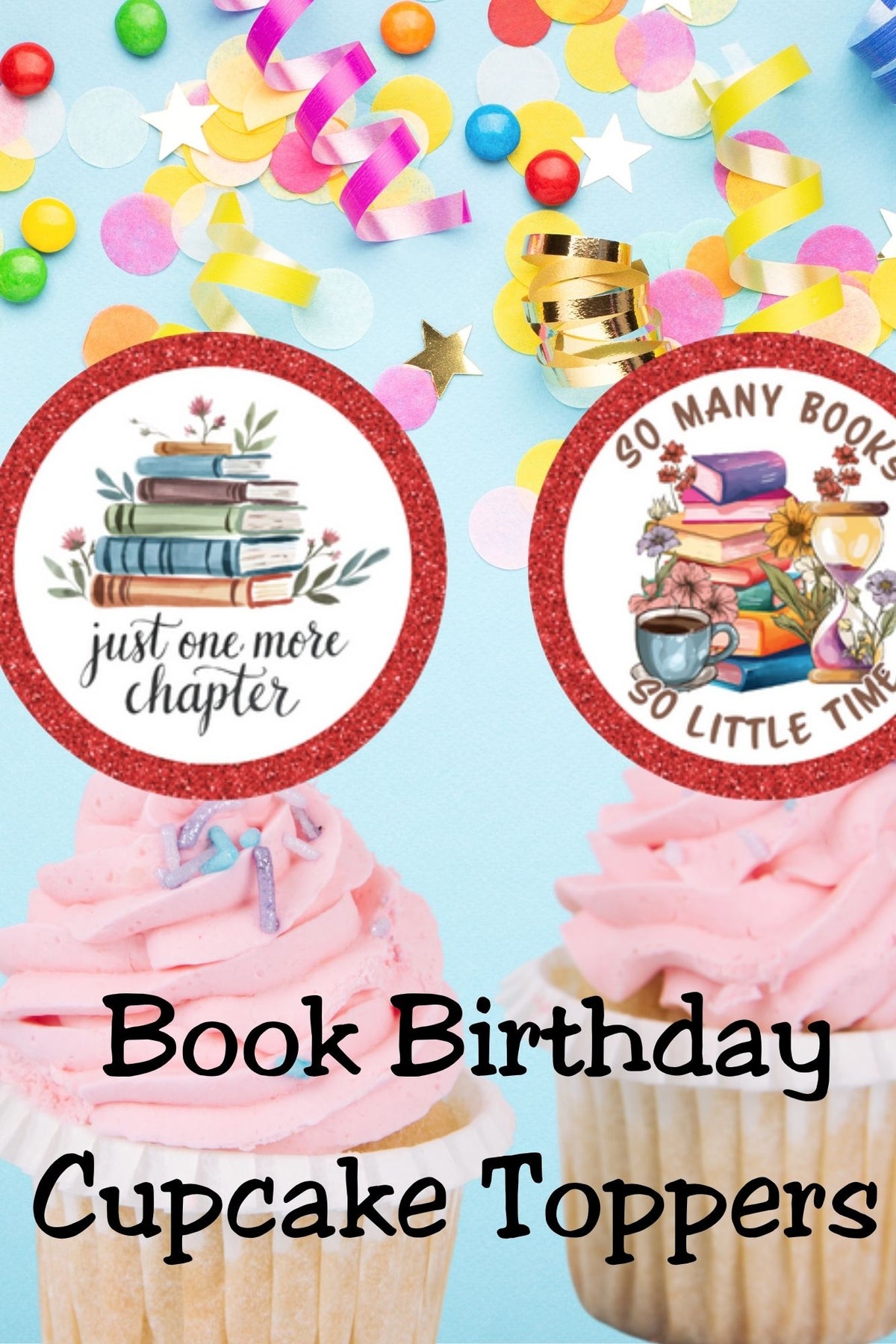 Book Cupcake Topper Printables
