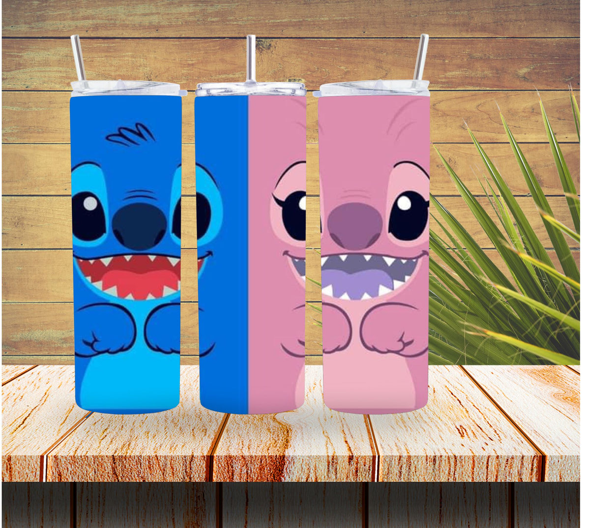 Angel and Stitch Faces 20 ounce Stainless Steel Tumbler   *610